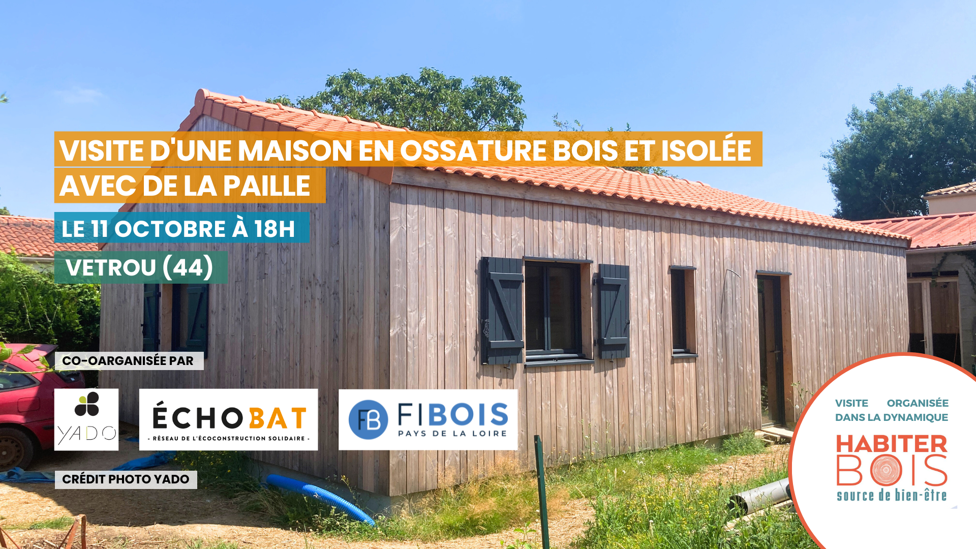 Visite d'une maison en ossature bois et isolée avec de la paille